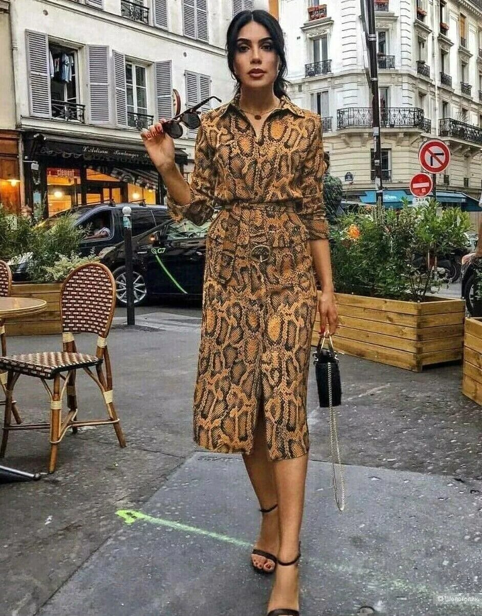 Платье с принтом змеиной кожи модные образы Новое платье Zara Premium размер XL на 48-50, в магазине ZARA - на Шопоголик