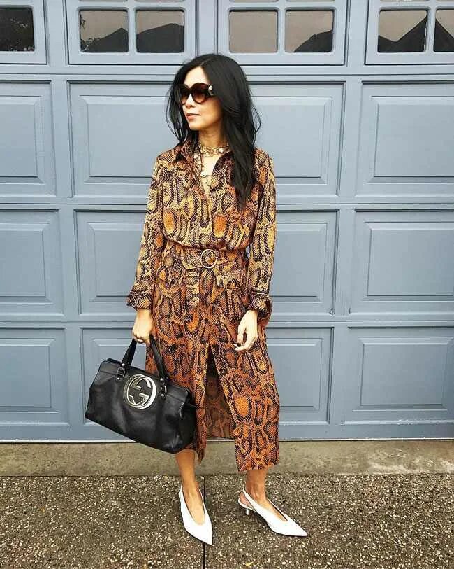 Платье с принтом змеиной кожи модные образы Змеиный принт: модный тренд 2019 (ФОТО) lonas.ru