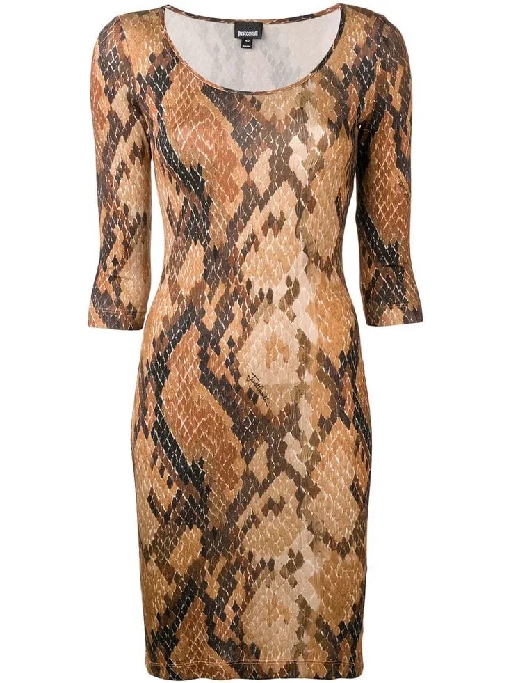 Платье с принтом змеиной кожи модные образы Just Cavalli snakeskin dress - Brown Python print dress, Snake skin dress, Print