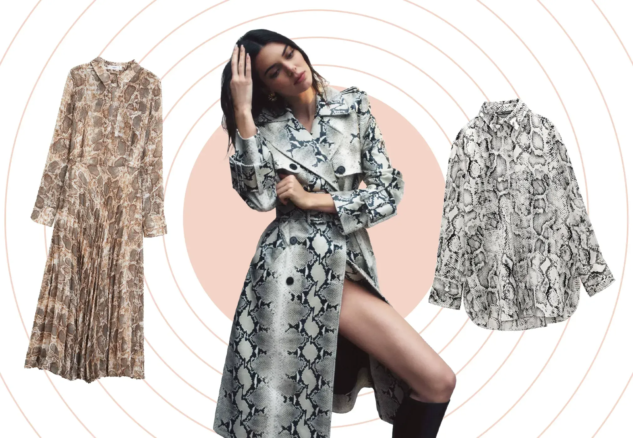 Платье с принтом змеиной кожи модные образы Платье со змеиным принтом zara - MrPen.ru