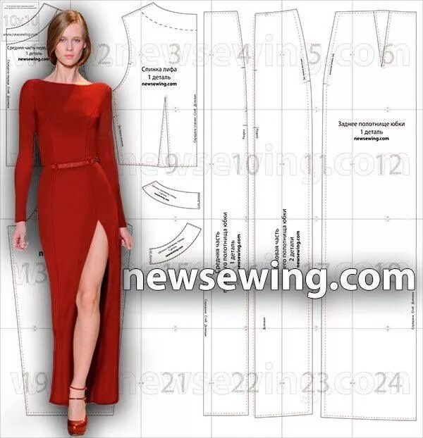 Платье с разрезами по бокам выкройка Пин на доске PATTERN MAKING Вечерние платья, Выкройка платья, Модели