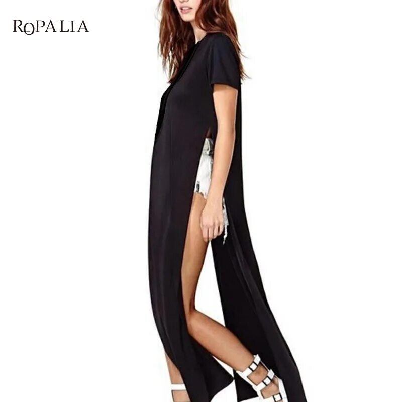 Платье с разрезами по бокам выкройка Осень Мода 2017 г. Европейский Стиль Винтаж платье осень Повседневное пикантные 