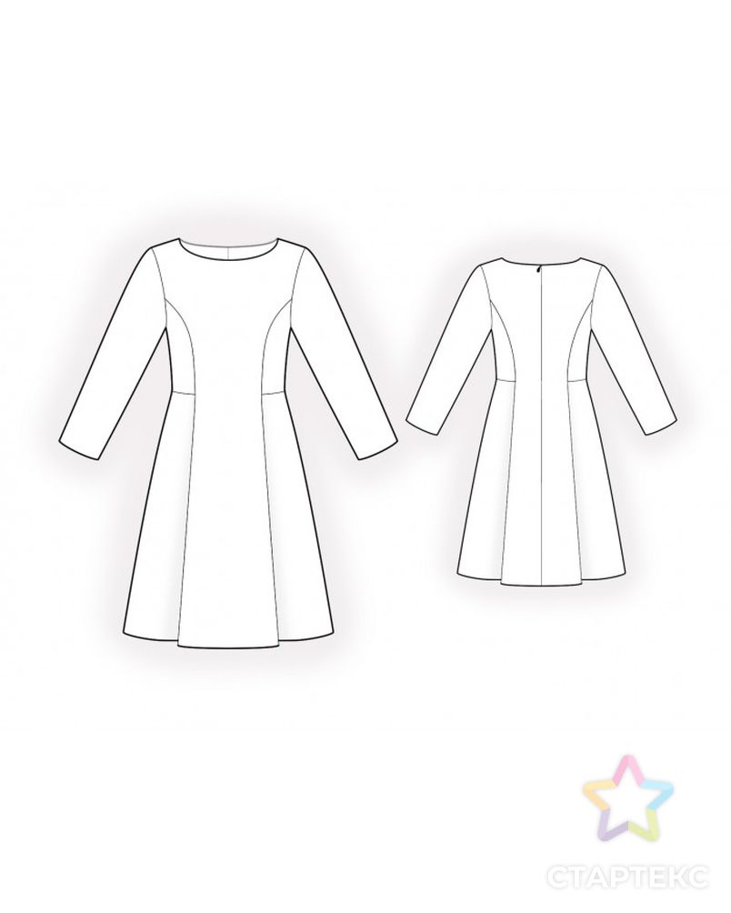 Платье с рельефами расклешенное выкройка Выкройка: платье со складками в рельефе ( 44 размер ✂) - - оптом купить в Красно