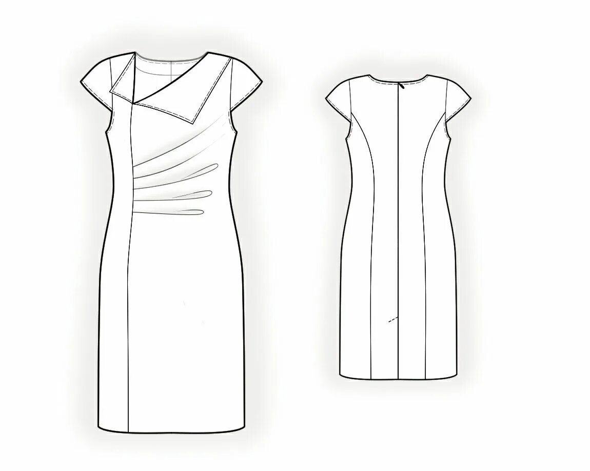 Платье с рельефами выкройка скачать бесплатно Dress With Collar Coming From Proncess Seam - Sewing Pattern #4060. Lekala. $2.4