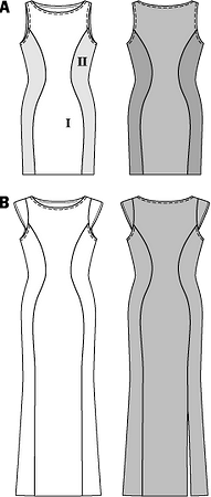 Платье с рельефами выкройка скачать бесплатно Платье с фигурными рельефами - выкройка № 7053 из журнала 14/2015/2016 Каталог B