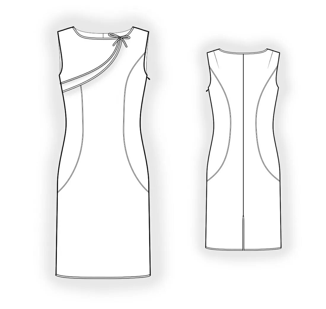 Платье с рельефными швами фото схема Платье С Отлетной Кокеткой - Выкройка #4311. Made-to-measure sewing pattern from