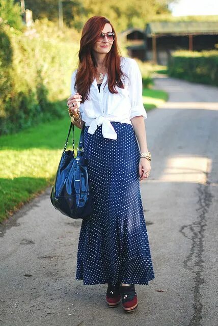 Платье с рубашкой сверху фото Polka Dot Maxi and Knotted Shirt by Not Dressed As Lamb Fashion, Beachwear fashi