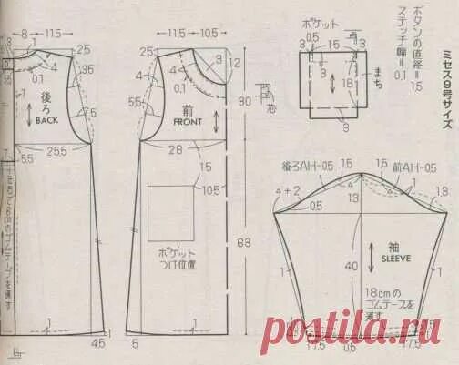 Платье с рукавом размер 60 выкройка Платье-туника А-силуэта. Выкройка на японский размер 9 выкройки Постила