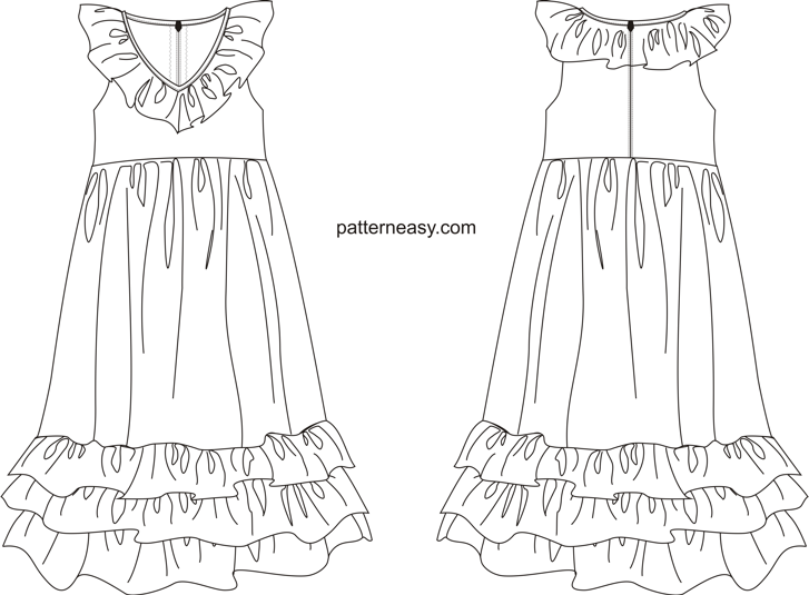 Платье с рюшами выкройка Выкройка нарядного длинного платья для девочки Шить просто - Выкройки-Легко.рф