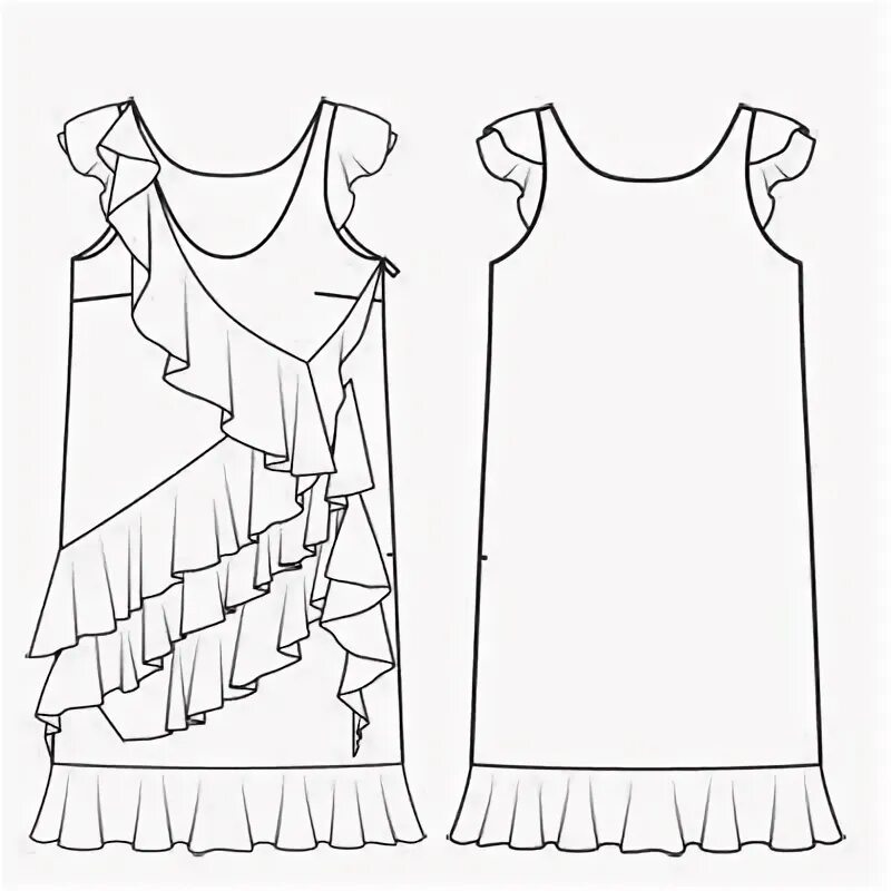 Платье с рюшами выкройка Платье с воланами Платья, Выкройки, Схемы вязания
