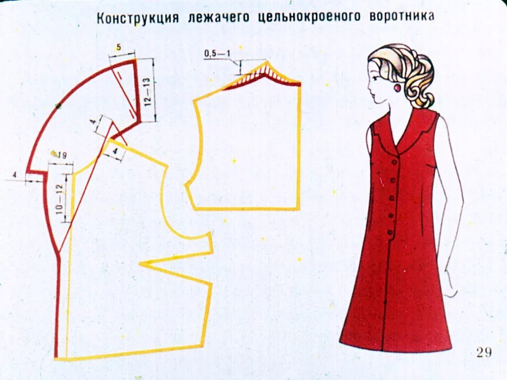 Платье с цельнокроеной стойкой выкройка Смотреть диафильм Конструирование женского легкого платья. Часть 3