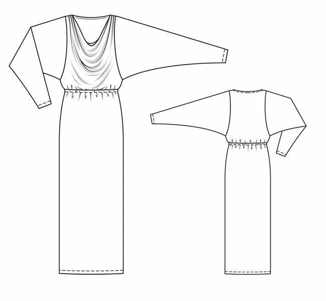 Платье с цельнокроеным рукавом без выкройки Платье с рукавами "летучая мышь" Выкройка платья, Платья, Выкройки