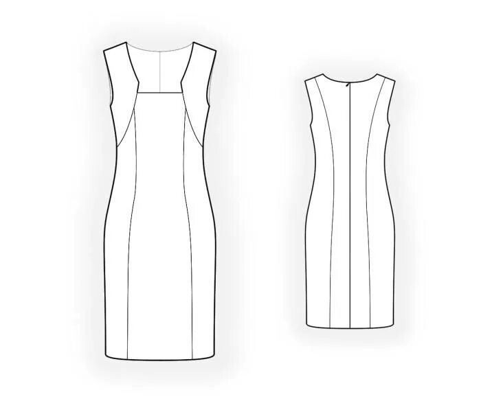 Платье с треугольным вырезом выкройка Платье Без Рукавов - Выкройка #4535 Выкройки на Ваш размер от компании Lekala - 