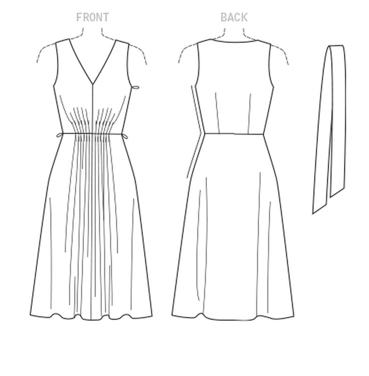 Платье с треугольным вырезом выкройка V1543 Misses' Lined V-Neck Dress with Front Pleats and Self-Belt Vogue Patterns 
