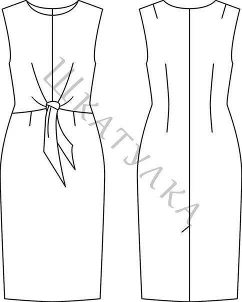 Платье с узлом на талии выкройка Женское платье с узлом, выкройки + видео-МК Бесплатные размеры: 42, 54, 68 Остал