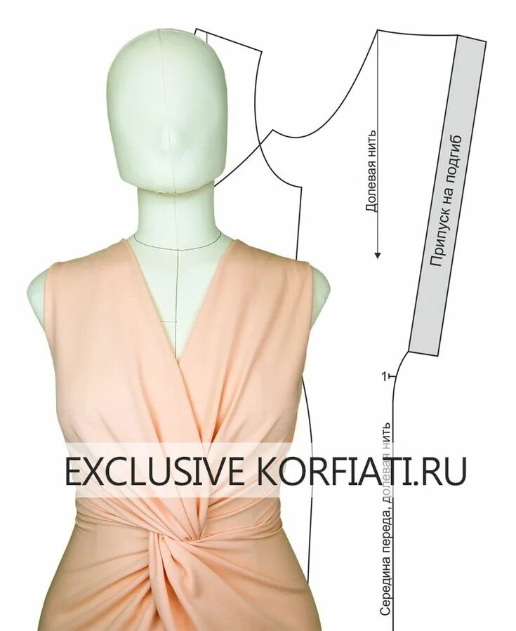 Платье с узлом на талии выкройка Выкройка платья с драпировкой на талии от Анастасии Корфиати Work dresses for wo