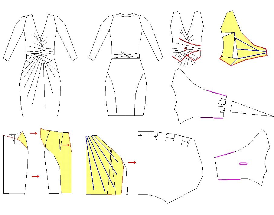 Платье с узлом на талии выкройка index.php (906 × 713) Составление образца, Выкройки, Винтажные швейные выкройки