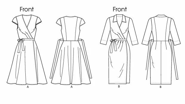 Платье с запахом без выкройки V8784 Misses' Tucked-Bodice Wrap Dresses Sewing Pattern Vogue Patterns Vogue pat