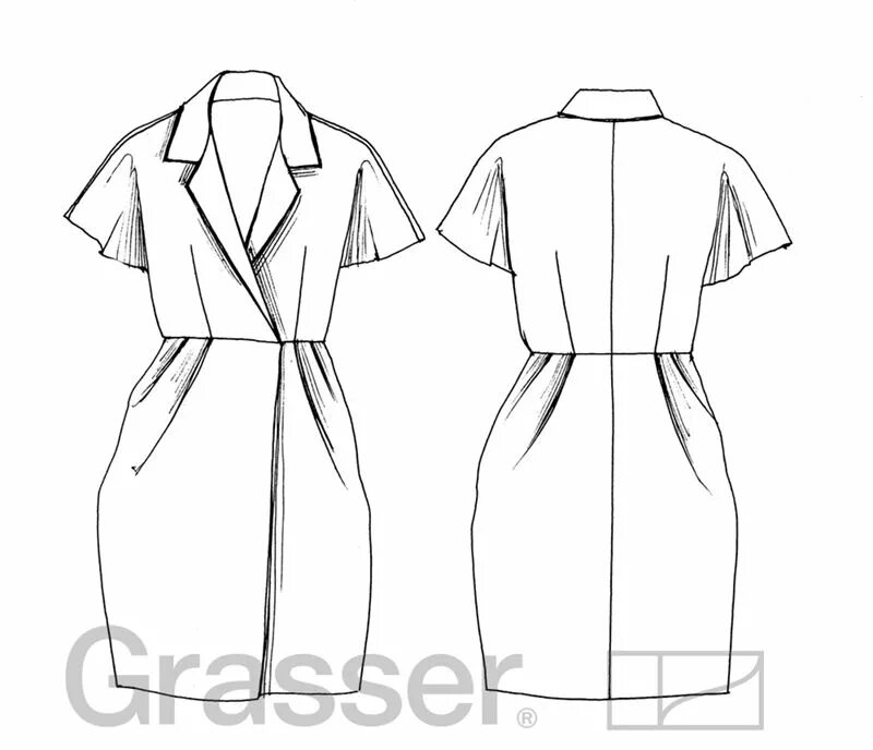 Платье с запахом с воротником выкройка Платье с английским воротником и потайной застежкой, выкройка № 246 купить on-li