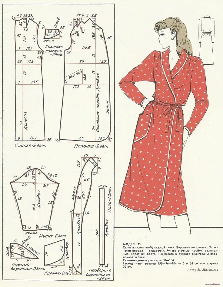 Платье с запахом с воротником выкройка Халат с воротником шалька Dress sewing patterns, Blouse pattern sewing, Fashion 