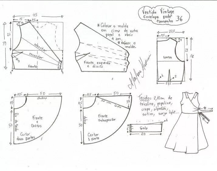 Платье с запахом с юбкой выкройка Topluluğun duvarındaki resim Выкройки, Платье швейные шаблоны, Выкройка платья