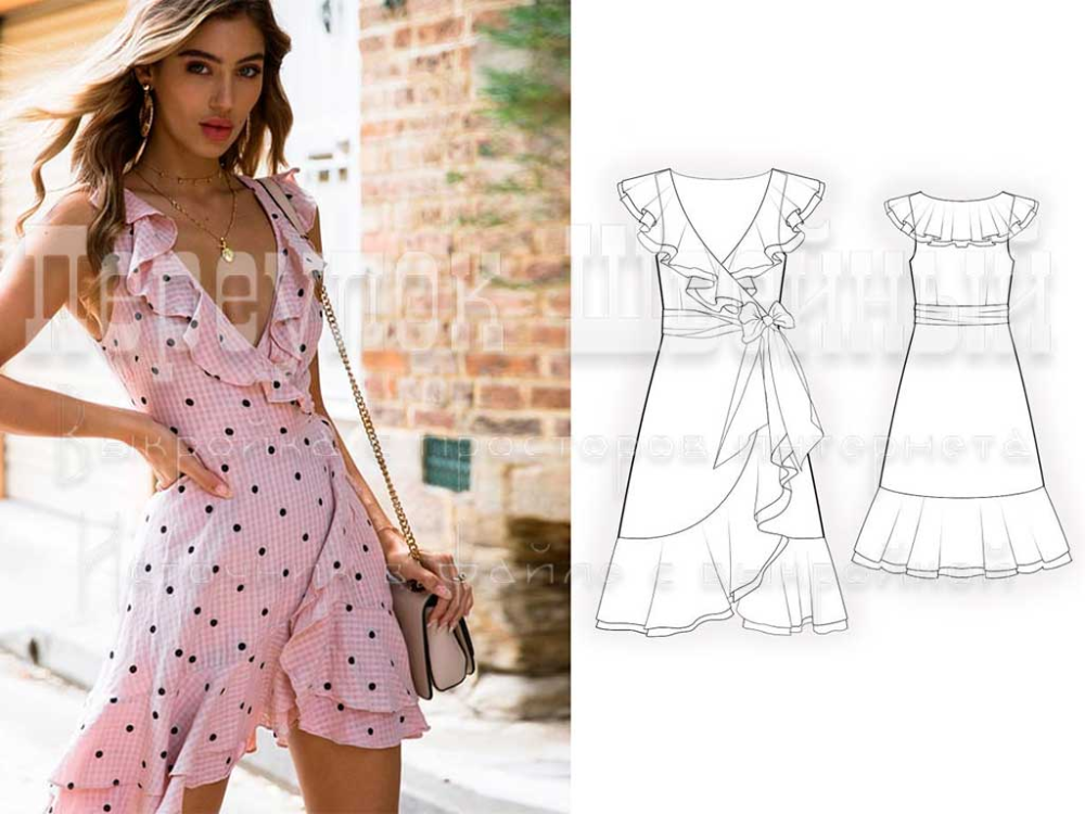 Платье с запахом с юбкой выкройка мВыкройка платья с воланом и запахом - летний вариант без рукава. Для пошива под