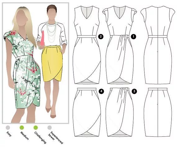 Платье с запахом с юбкой выкройка Tulip Dress Sizes 16 18 20 Women's Dress and Skirt Etsy Fashion sewing pattern, 