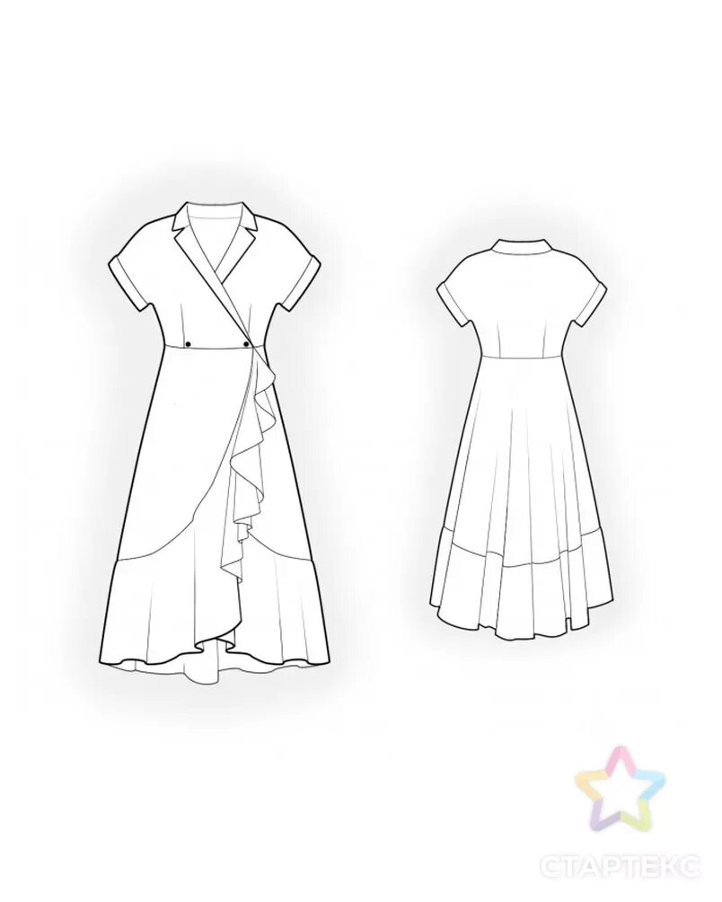 Платье с запахом с юбкой выкройка Выкройка: платье с запахом и воланом по низу - купить в Новосибирске оптом и в р