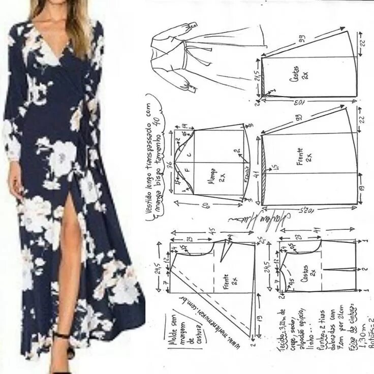 Платье с запахом с юбкой выкройка Irina on Instagram: "Выкройка платья в пол с запахом #шитье #выкройки #моделиров