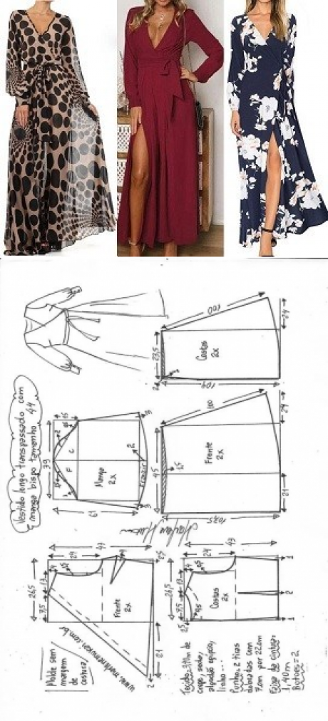 Платье с запахом выкройка бесплатно Шитье простые выкройки Выкройки женской одежды, Пошив модной одежды, Пошив девич