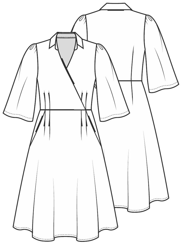 Платье с запахом выкройка для куклы Платье с имитацией запаха - выкройка № 12 из журнала 1/2021 Knipmode Fashionstyl