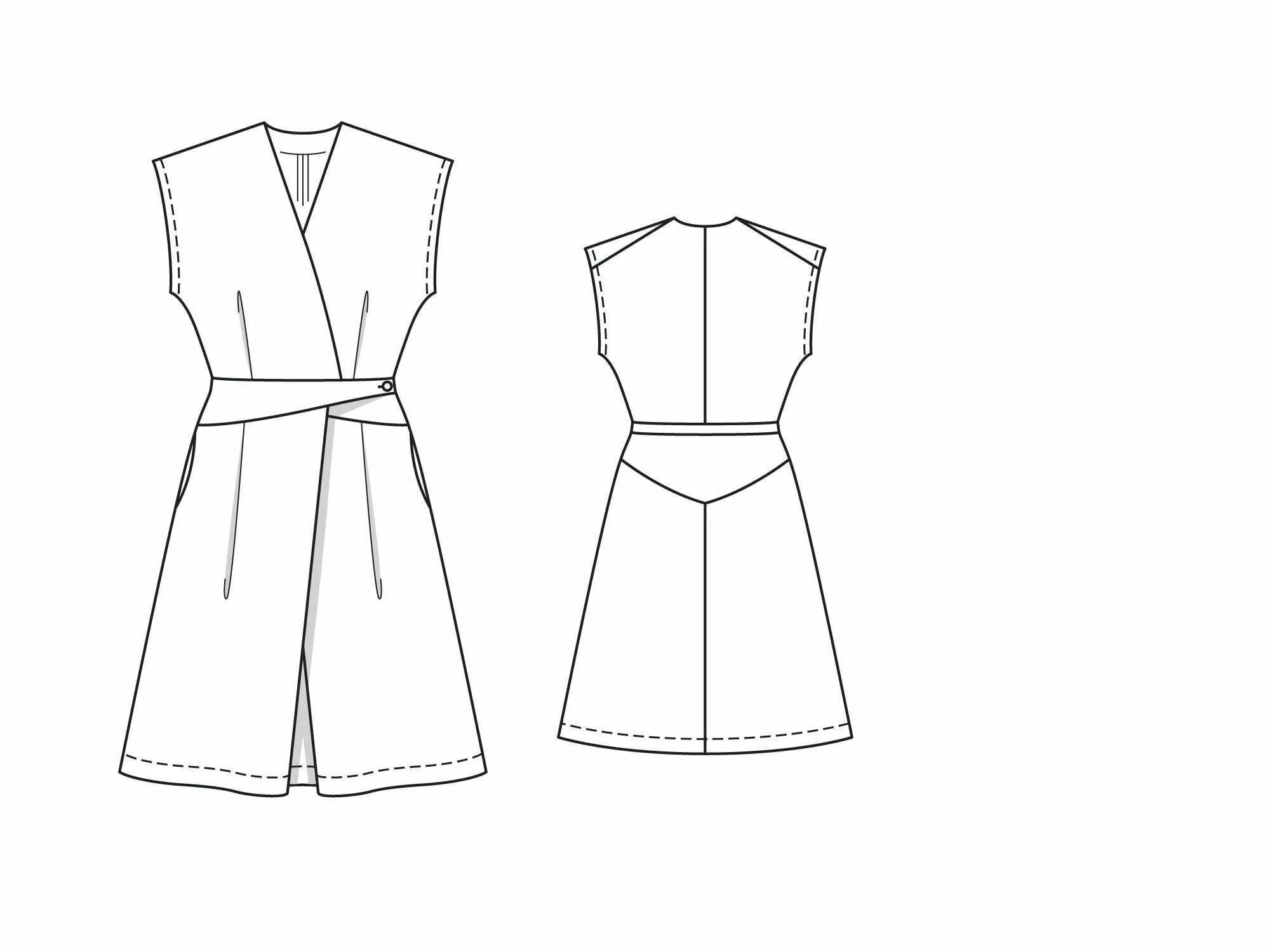 Платье с запахом выкройка для куклы Платье с запахом и цельнокроеными рукавами - выкройка № 127 B из журнала 3/2015 