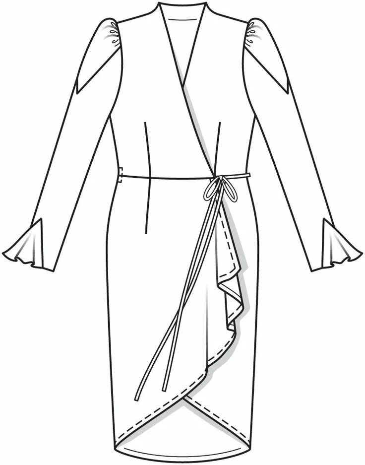 Платье с запахом выкройка для куклы Платье с запахом - выкройка № 112 А из журнала 10/2015 Burda - выкройки платьев 