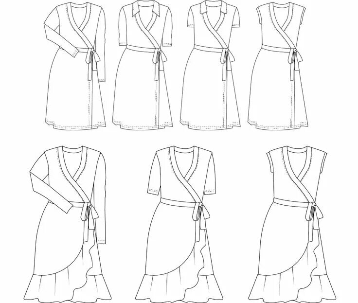 Платье с запахом выкройка для куклы Diana Wrap Dress Curvy Sewing Pattern Wrap dress curvy, Sewing dresses, Dress sk