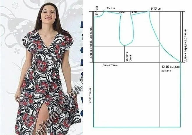 Платье с запахом выкройка скачать Простые и необычные выкройки модной одежды Выкройка платья, Одежда, Выкройки жен