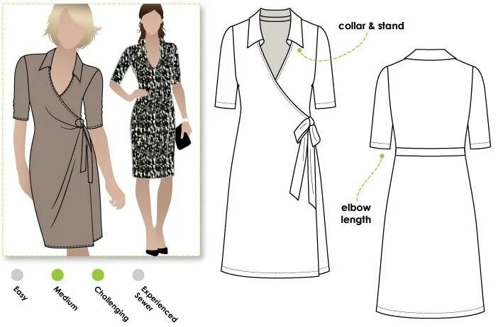 Платье с запахом выкройка скачать Lea Knit Wrap Dress Sizes 4 6 & 8 PDF downloadable sewing Etsy