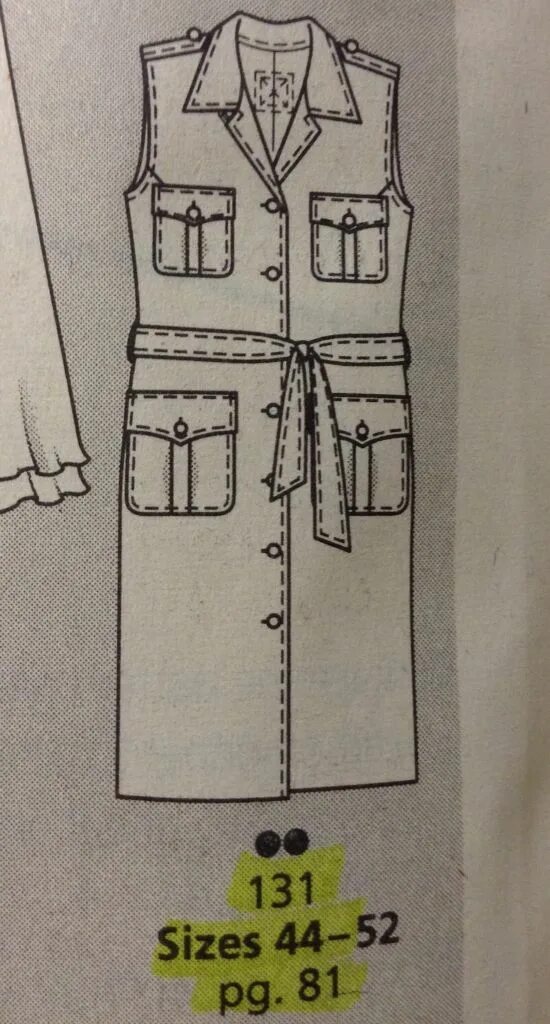 Платье сафари выкройка Sleeveless dress w/ safari pockets Burda plus 131 5/02 Linen poplin Выкройки, Ши