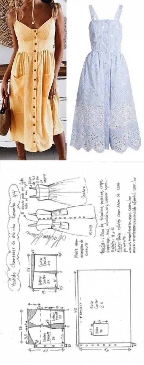 Платье сарафан выкройка Vestido de alcinha chemisier DIY - molde, corte e costura - Marlene Mukai Dress 
