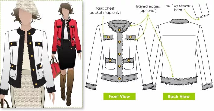 Платье шанель выкройка Gigi Jacket Sewing Pattern - Semi-formal Patterns - Style Arc