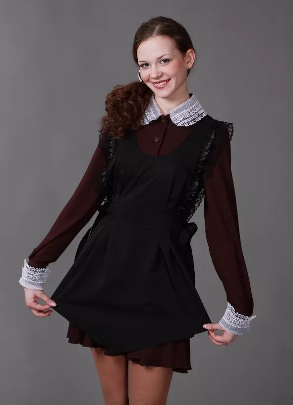 Платье школьница фото Школьная форма с фартуком для старшеклассниц