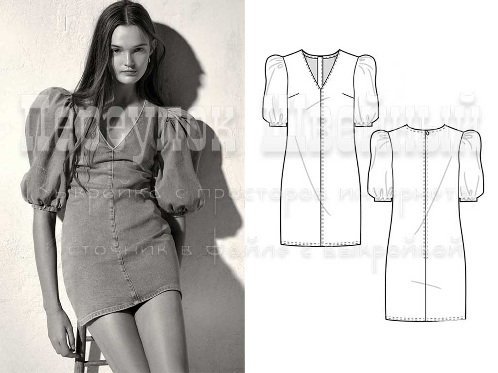 Платье со шнуровкой по бокам выкройка Выкройка платья прямого с рукавом буф - Переулок швейный