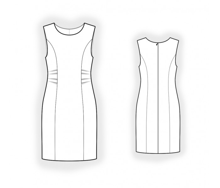 Платье со шнуровкой по бокам выкройка Платье Со Складками - Выкройка #2597. Made-to-measure sewing pattern from Lekala
