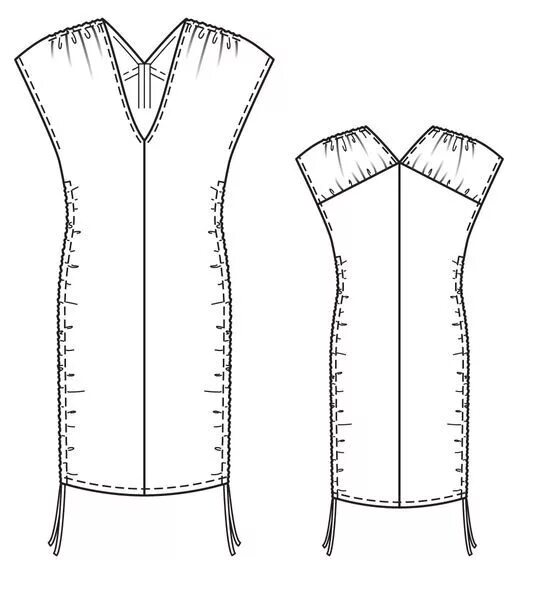 Платье со шнуровкой по бокам выкройка Платье облегающего силуэта с кулисками в боковых швах - выкройка № 124 из журнал