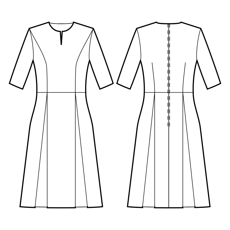 Платье со стойкой выкройка Pleated Skirt Dress Sewing Pattern