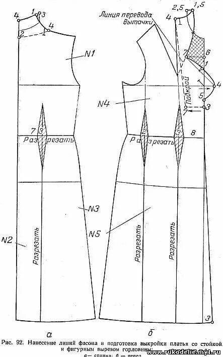 Платье со стойкой выкройка 12)Платье без воротника из ткани в полоску/Платье для работы/Платье со стойкой и