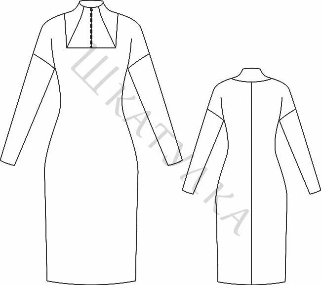 Платье со стойкой выкройка Выкройка трикотажного платья со стойкой WD180220 Шкатулка