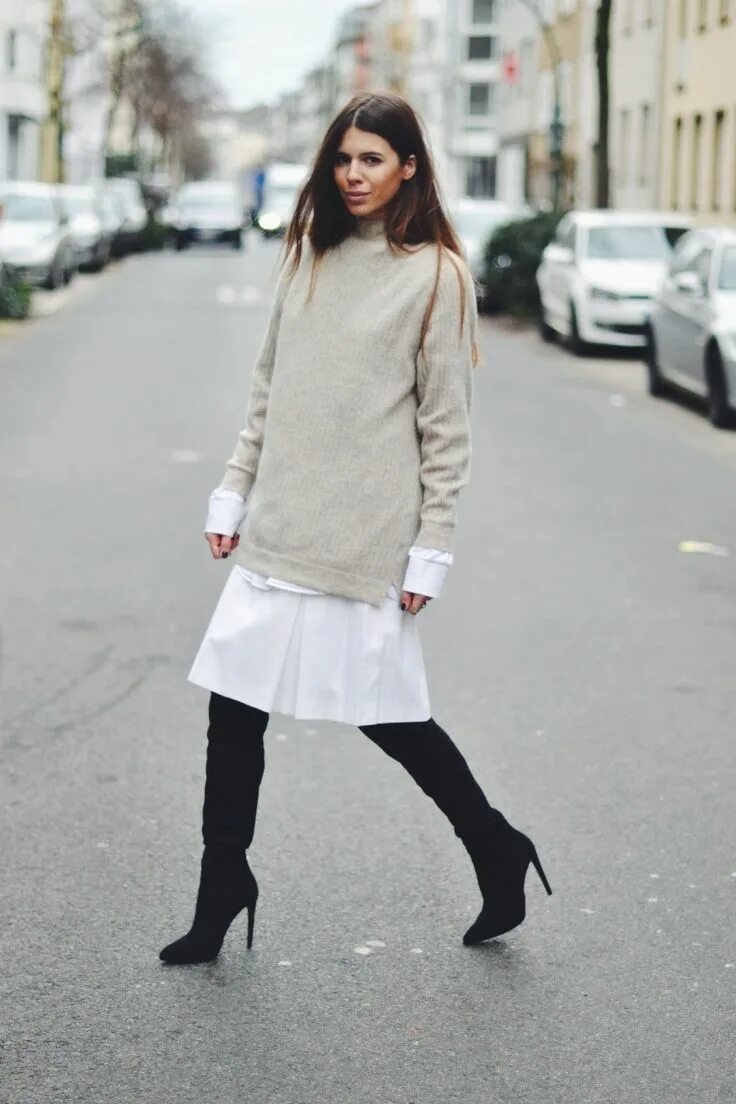 Платье со свитером фото LA COOL & CHIC Sweaters women fashion, Fashion, Street style