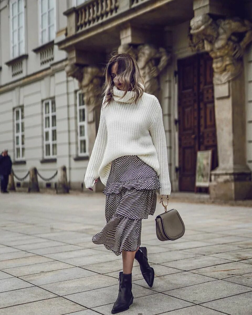 Платье со свитером фото Подобрать джемпер к юбке или наоборот. 13 броских вариантов Мода как игра Дзен