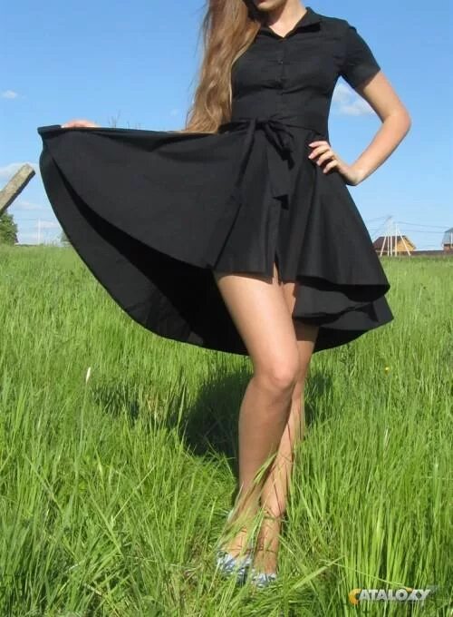 Платье солнцем фото Черное платье-рубашка с юбкой-солнце 40 черный продам в Москвe, женская одежда, 