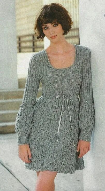 Платье спицами для женщин фото Made to order - An elegant hand knitted spring/winter dress Knit dress pattern, 